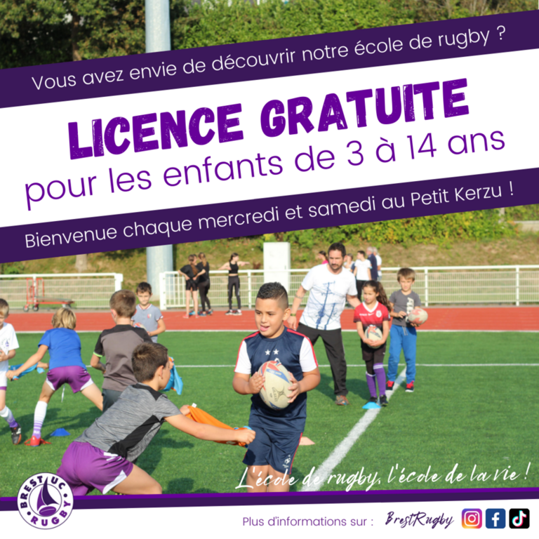 Ecole de rugby - Licence gratuite